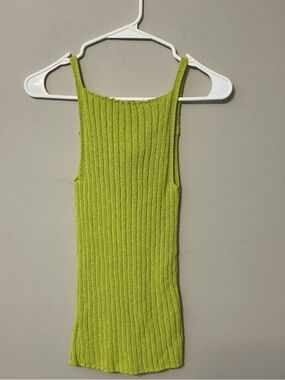 Zara Ribbed Square-Neck Tank in Neon